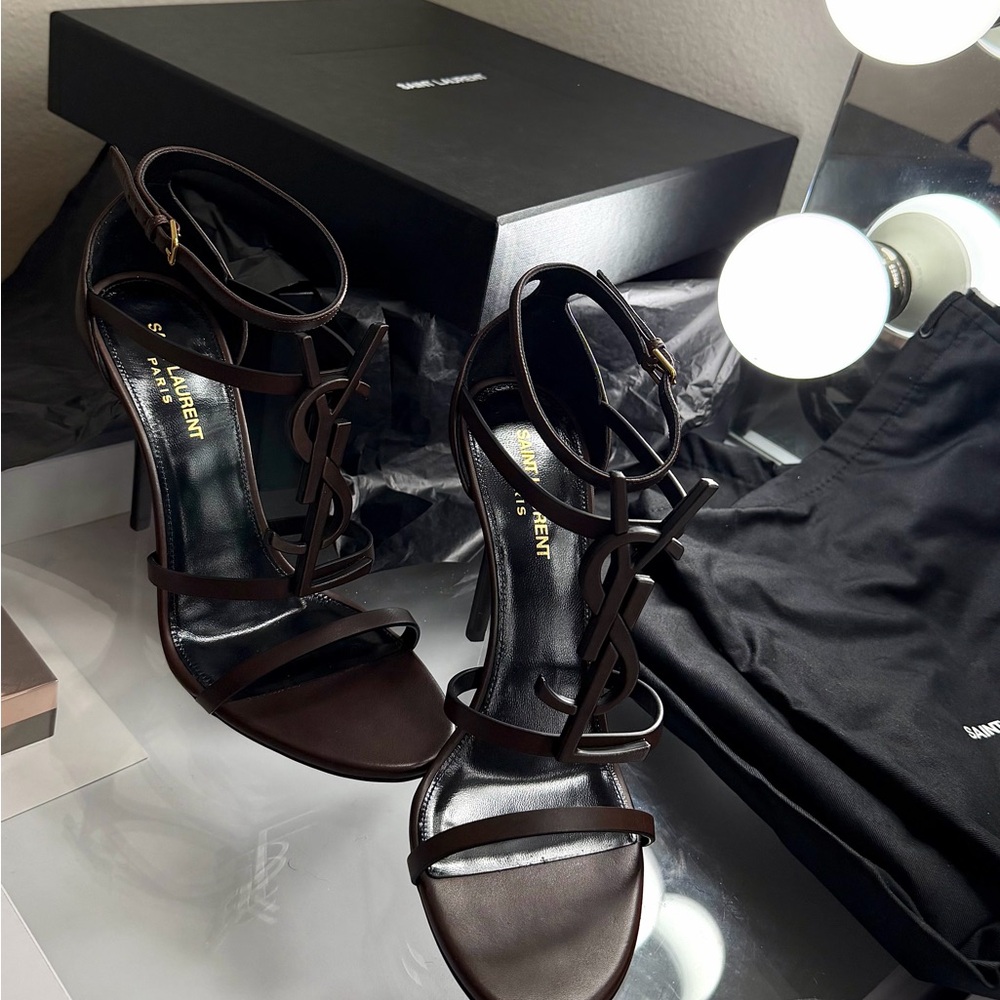 Yves Saint Laurent Dark Brown Strappy Heels - Picture 10 of 13